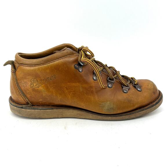 Danner Men's 9.5 Vintage Tan Leather Short Tramline Boot Lace Up Hiking Rugged - Picture 1 of 8